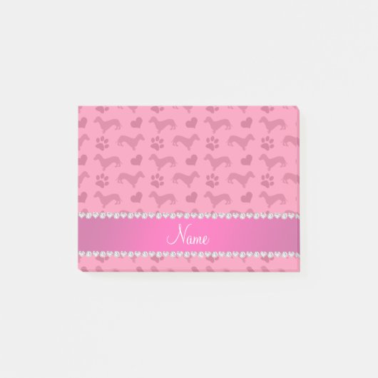 Eigen naam roze dachshunds hekken poten post-it® notes (Voorkant)