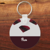 Eigen naam ruby rode edelstenen sleutelhanger (Voorkant)