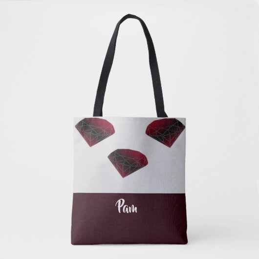 Eigen naam ruby rode edelstenen tote bag (Voorkant)