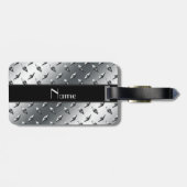 Eigen naam ruitstaal bord zwarte band bagagelabel (Achterkant horizontaal)