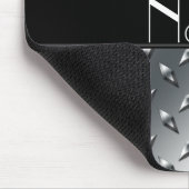 Eigen naam ruitstaal bord zwarte band muismat (Hoek)