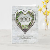 Eigen naam Rustic 100th Birthday Kaart (Gele Bloem)
