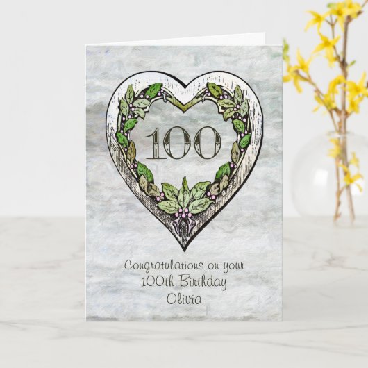 Eigen naam Rustic 100th Birthday Kaart (Gele Bloem)