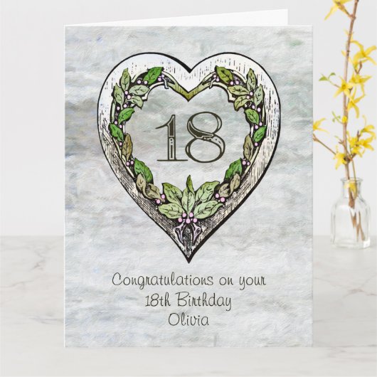 Eigen naam Rustic 18th Birthday Kaart (Gele Bloem)