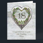 Eigen naam Rustic 18th Birthday Kaart<br><div class="desc">Een aangepaste naam voor een botanisch hart met een 18e verjaardag.</div>
