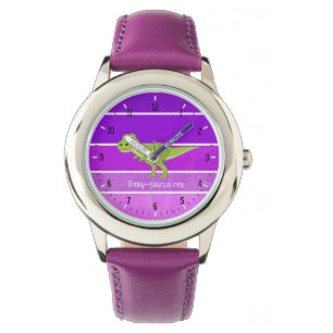 Eigen naam saurus t rex paarse roze dinosaurus horloge