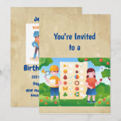 Eigen naam Scavenger Hunt Birthday Uitnodiging (Voorkant / Achterkant)