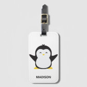 Eigen naam schattig pinguïn bagagelabel (Voorkant (verticaal))