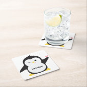Eigen naam schattig pinguïn onderzetter (Insitu)