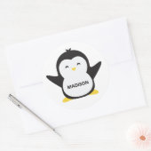 Eigen naam schattige pinguïnstickers ronde sticker (Envelop)