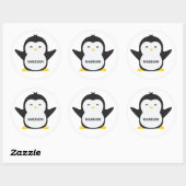 Eigen naam schattige pinguïnstickers ronde sticker (Vel)
