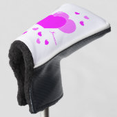 Eigen naam Sjabloon Feminine roze harten op wit Golfheadcover (3/4 voorkant)
