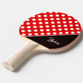 Eigen naam Sjabloon Stijlvolle poolpunten rood/zwa Tafeltennisbatje (Voorkant Gekanteld)
