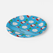 Eigen naam: sky blue volleyball kerstmis patroon papieren bordje (Gekanteld)