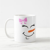 Eigen naam Snowman Snowgirl Pink Bow Koffiemok (Links)