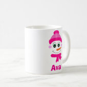 Eigen naam Snowman Snowgirl Roze Pet en Scarf Koffiemok (Voorkant rechts)
