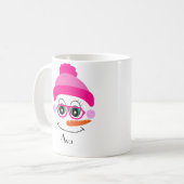 Eigen naam Snowman Snowgirl Roze Pet Koffiemok (Voorkant links)
