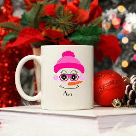 Eigen naam Snowman Snowgirl Roze Pet Koffiemok