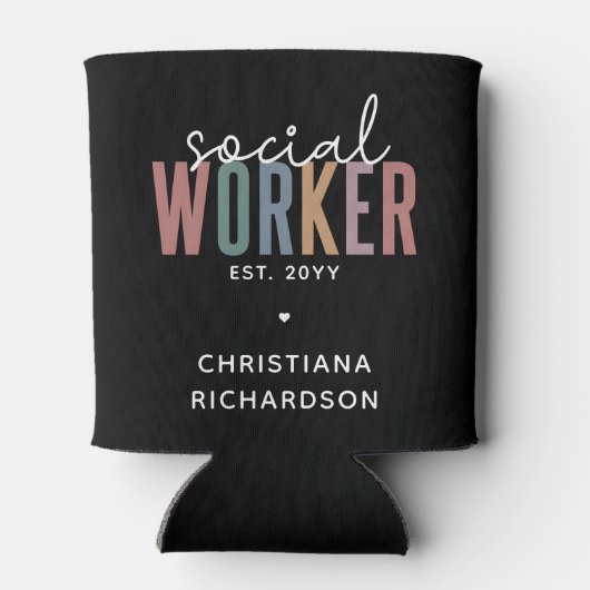 Eigen naam sociale werknemers afstuderen cadeaus blikjeskoeler (Achterkant)