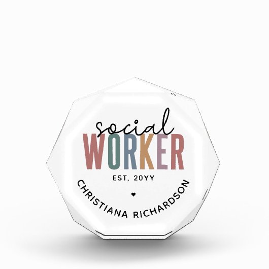 Eigen naam sociale werknemers afstuderen cadeaus fotoblokken (Voorkant)