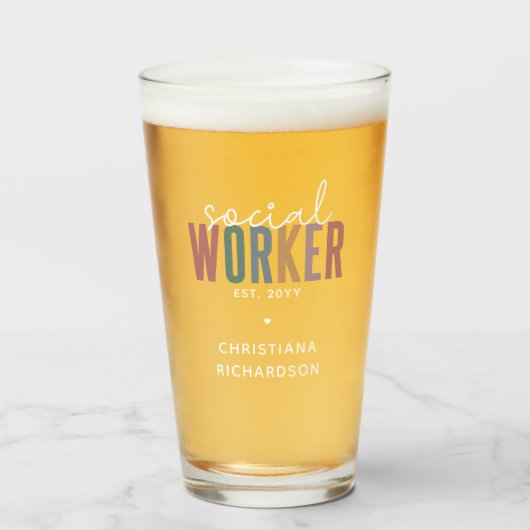 Eigen naam sociale werknemers afstuderen cadeaus glas (Voorkant gevuld)