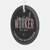 Eigen naam sociale werknemers afstuderen cadeaus glas ornament (Voorkant links)