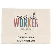 Eigen naam sociale werknemers afstuderen cadeaus groot cadeauzakje (Achterkant)