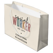 Eigen naam sociale werknemers afstuderen cadeaus groot cadeauzakje (Achterkant Gekanteld)