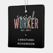 Eigen naam sociale werknemers afstuderen cadeaus keramisch ornament (Links)