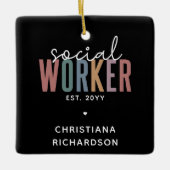 Eigen naam sociale werknemers afstuderen cadeaus keramisch ornament (Voorkant)