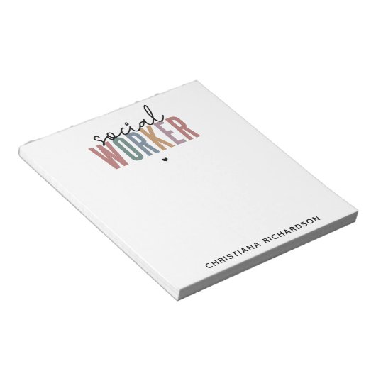 Eigen naam sociale werknemers afstuderen cadeaus notitieblok (Schuin)