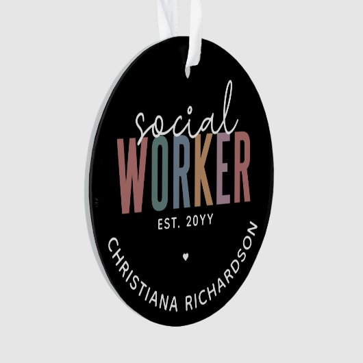 Eigen naam sociale werknemers afstuderen cadeaus ornament (voorkant)