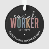 Eigen naam sociale werknemers afstuderen cadeaus ornament (achterkant)