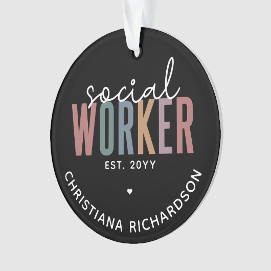 Eigen naam sociale werknemers afstuderen cadeaus ornament (voorkant)