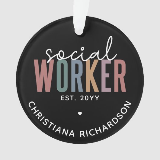 Eigen naam sociale werknemers afstuderen cadeaus ornament (voorkant)