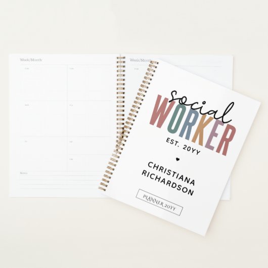 Eigen naam sociale werknemers afstuderen cadeaus planner (Display)