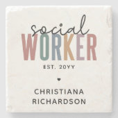 Eigen naam sociale werknemers afstuderen cadeaus stenen onderzetter (Voorkant)