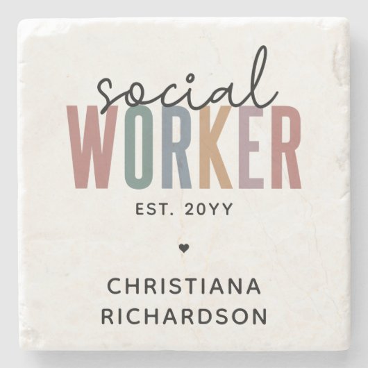 Eigen naam sociale werknemers afstuderen cadeaus stenen onderzetter (Voorkant)