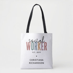 Eigen naam sociale werknemers afstuderen cadeaus tote bag