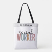 Eigen naam sociale werknemers afstuderen cadeaus tote bag (Achterkant)