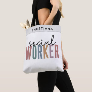 Eigen naam sociale werknemers afstuderen cadeaus tote bag