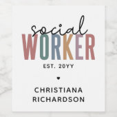 Eigen naam sociale werknemers afstuderen cadeaus wijn etiket (Enkel label)