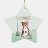 Eigen naam Staffordshire Bull Terrier Pet Dog Keramisch Ornament (Achterkant)