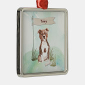 Eigen naam Staffordshire Bull Terrier Pet Dog Metalen Ornament (Rechts)
