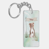 Eigen naam Staffordshire Bull Terrier Pet Dog Sleutelhanger (Voorkant Links)