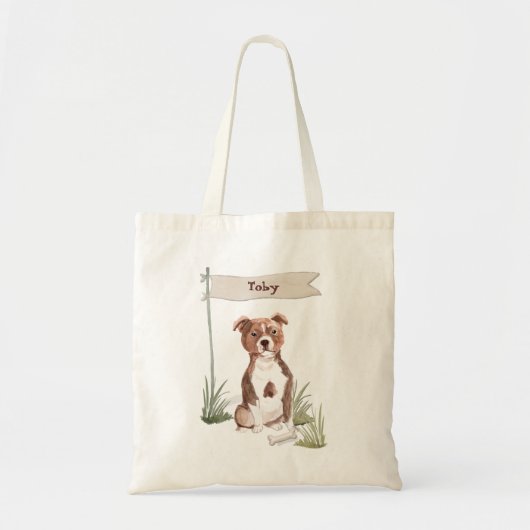 Eigen naam Staffordshire Bull Terrier Pet Dog Tote Bag (Voorkant)