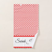 Eigen naam stijlvolle rode poolpunten op wit bad handdoek (Handdoek)