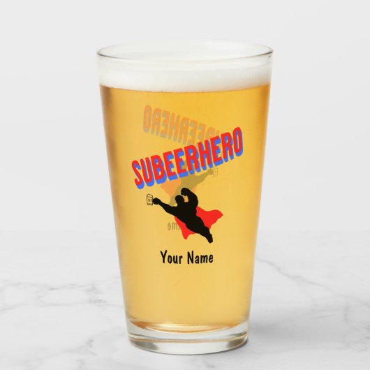 Eigen naam Subeerheld Funny Pint Beer Glass Glas (Voorkant gevuld)