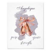 Eigen naam Tekst ballet Pointe Shoes Ballerina Foto Afdruk (Voorkant)