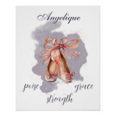 Eigen naam Tekst ballet Pointe Shoes Ballerina Perfect Poster (Voorkant)